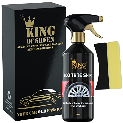 King of Sheen Eco Tyre Shine,Tyre Black and Applicator Sponge, Effortlessly Enhance the Appearance of your Wheels, 500ml