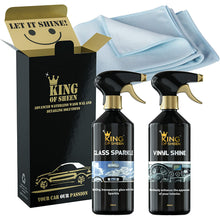 King of Sheen Interior Car Cleaning Kit - Vinyl Shine 500ml and Glass Sparkle 500ml + Professional Glass Microfibre Cloth