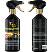 King of Sheen Exterior Car Cleaning Kit - Advanced Ultra Nano Waterless Wash & Wax 500ml, Universal Wheel Cleaner 500ml, Tyre Shine 500ml & 2 Cloths