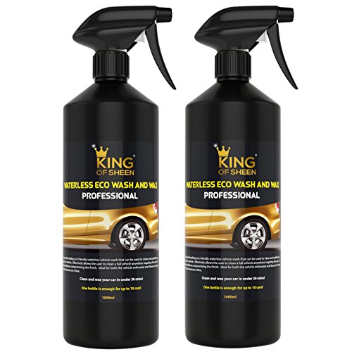 King of Sheen, Professional Waterless Wash and Wax Car Cleaner, No Water Just Clean and Buff for a Showroom Shine finish. 2 X 1Litre Pack