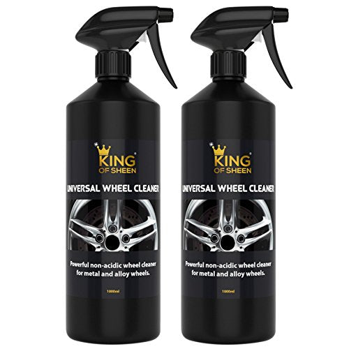 King of Sheen Universal Wheel Cleaner for all Metal and Alloy Wheels Tough Non Acidic Wheel Cleaner, 2 x 1 Litre Pack.