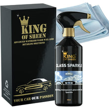 King of Sheen Glass Sparkle Car Glass Cleaner, Glass Polish with Professional Glass Microfibre Cloth, Sparkling Transparent Glass Effortlessly, 500ml