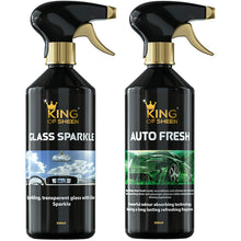 King of Sheen 3 Piece Interior Kit. 500ml Auto Fresh, 500ml Glass Sparkle Plus Glass Microfiber Cloth